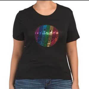 New Rainbow Sequin Smiley Tee